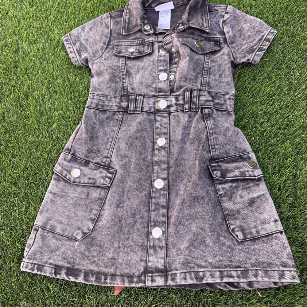 Black charcoal Denim Button-Front Dress by Rachel Zoe 4T